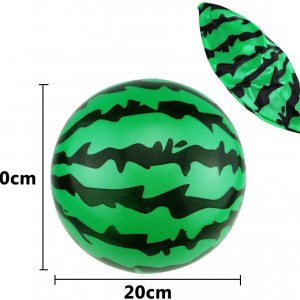 Set de 4 mingi pentru plaja cu pompa BESTZY, PVC, verde/negru/rosu, 20 cm - Img 5