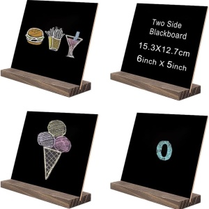 Set de 4 panouri pentru mesaje Fddd, lemn, maro/negru, 15,3 x 12,7 x 15,3 cm