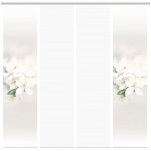 Set de 4 perdele glisante cu panou de prindere Peaslee, metal/poliester, alb, model/floral, 60 x 260 cm