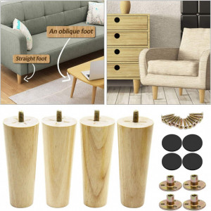 Set de 4 picioare pentru mobilier cu accesorii de montare ToPicks, lemn/metal, stejar, 15,2 x 3,5 x 5 cm - Img 5