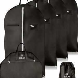 Set de 4 pungi pentru imbracaminte cu geanta de pantofi FR FiRiO®, negru, 100 x 60 cm - Img 1