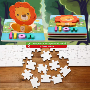 Set de 4 puzzle-uri pentru copii 1-4 ani BBLIKE, lemn, multicolor, 18 x 14,5 cm - Img 8