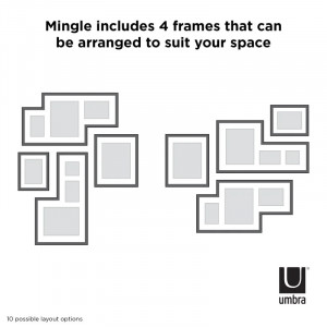 Set de 4 rame pentru fotografii Mingle, plastic/sticla/hartie, negru, 39 x 68,9 cm