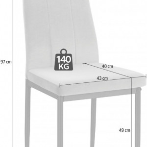 Set de 4 scaune Kelly - piele sintetica/metal, alb - Img 2
