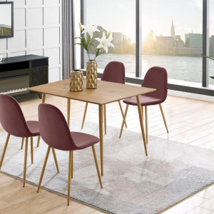 Set de 4 scaune Monza Eadwine, catifea/metal, roz prafuit, 44x52x87 cm - Img 1