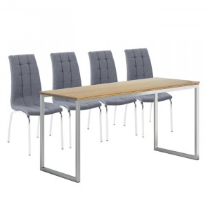 Set de 4 scaune Tani, gri/argintii, 100 x 42 x 58 cm - Img 3