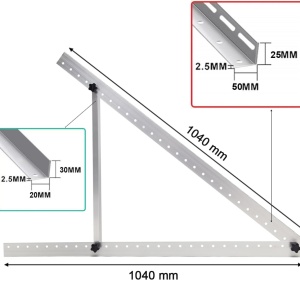 Set de 4 suporturi pentru panoul solar Bimiti, otel inoxidabil, argintiu, 104 cm