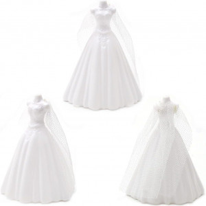 Set de 4 topere pentru tort de nunta Hilloly, PVC, alb, 8,5 x 5,5 cm 