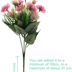 Set de 4 trandafiri artificiali JaneYi , verde/ roz, matase/ plastic - Img 7
