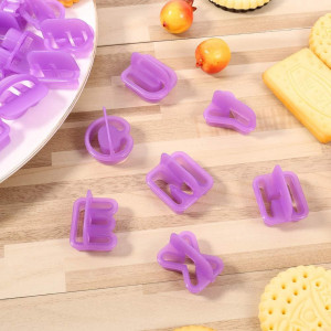 Set de 40 de forme pentru biscuiti, plastic, mov, 3 x 2,5 cm - Img 5