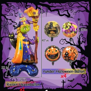 Set de 5 baloane pentru Halloween Changzhong, folie de aluminiu, multicolor