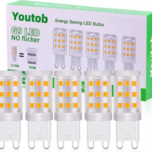 Set de 5 becuri LED G9 YOUTOB, 3000 K, 3,5 W, AC230V, 350LM, alb cald 3000K - Img 1