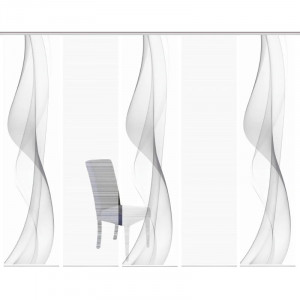 Set de 5 perdele semi-transparente Pawlak, poliester, alb/gri, 60 x 260 cm