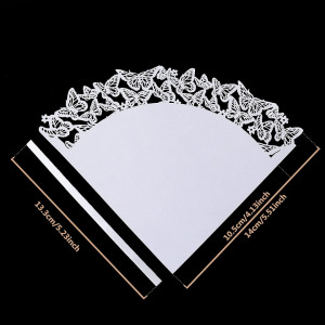 Set de 50 conuri pentru nunta Wolfteeth, alb, hartie, model fluture, 14 x 14 cm - Img 3