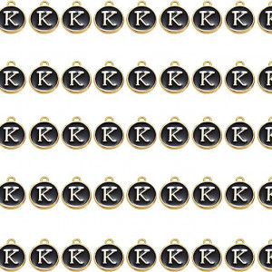 Set de 50 de pandative pentru coliere/cercei Ornaland, metal, negru/auriu, 14 x 12 mm
