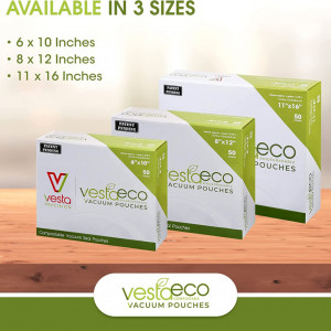 Set de 50 de pungi pentru vidat VestaEco, plastic, transparent, 28 X 40 cm - Img 3