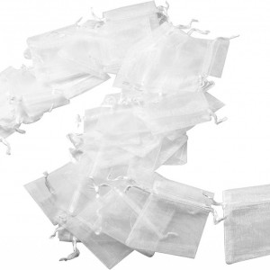 Set de 50 saculeti Jzk, textil, alb, 7 x 9 cm - Img 5