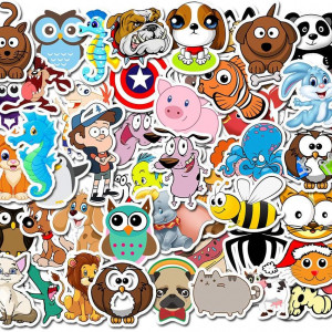 Set de 50 stickere cu animalute BJ, PVC, multicolor