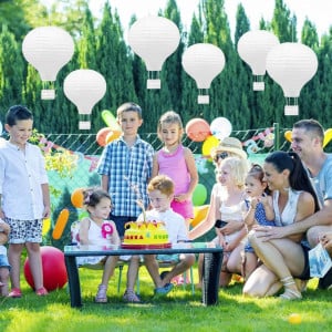 Set de 6 baloane cu aer cald pentru nunta/petrecere Jangostor, hartie, alb, 30 /25 cm