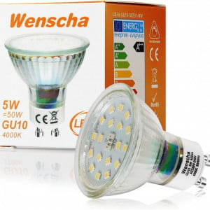 Set de 6 becuri Wenscha, LED, metal/plastic, alb, GU10, 5W, 4000 K - Img 4
