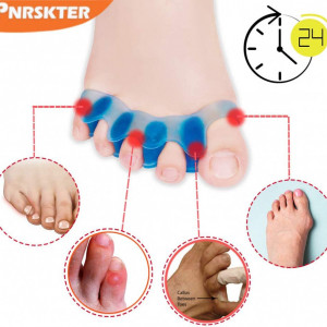 Set de 6 corectori pentru degetele de la picioare Pnrskter, gel, albastru, marime universala - Img 5