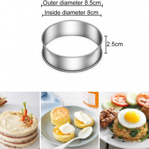 Set de 6 forme pentru prajituri ZSWQ, otel inoxidabil, argintiu, 8,5 x 2,5 cm - Img 3