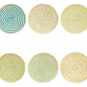 Set de 6 naproane Spiral Greenery, multicolor