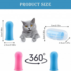 Set de 6 periute de dinti pentru caini/pisici RUNEAY, silicon, roz/albastru, 5 x 2,5 cm - Img 6