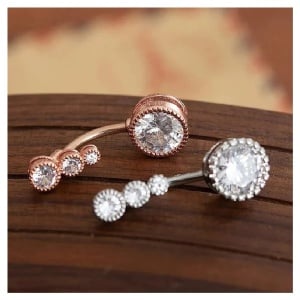 Set de 6 piercinguri pentru buric Masop, otel inoxidabil, rose gold, 8-10 x 1,6 mm