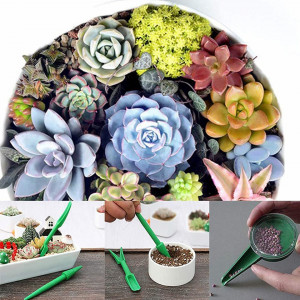 Set de 6 unelte pentru gradinarit cu etichete Xingrun, plastic, verde/bej - Img 4