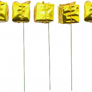 Set de 60 minicadouri pe sarma pentru proiecte DIY Mijoma, metal/folie, auriu, 2,5 x 2,5 x 2,5 cm / 10 cm - Img 2