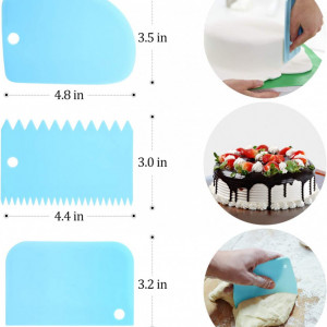 Set de 7 accesorii pentru tort Boao, otel inoxidabil/silicon, argintiu/albastru - Img 6