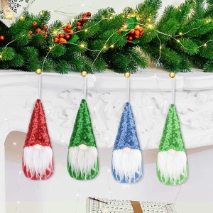 Set de 7 gnomi pentru bradul de Craciun Gukasxi, textil, multicolor, 14 x 6 cm