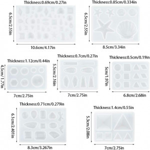 Set de 7 matrite pentru turnare bijuterii Cizen, silicon, alb
