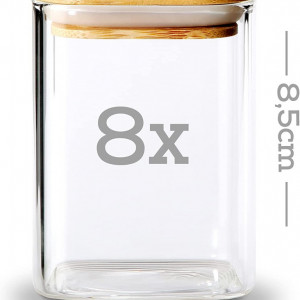 Set de 8 borcane pentru condimente Molis®, sticla/bambus, transparent /natur, 8,5 x 6,5 cm - Img 3