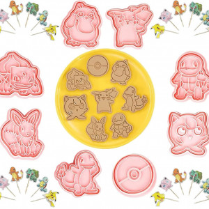 Set  de 8 forme pentru biscuiti NRGQDW, plastic, roz, 4,8 - 6,4 cm