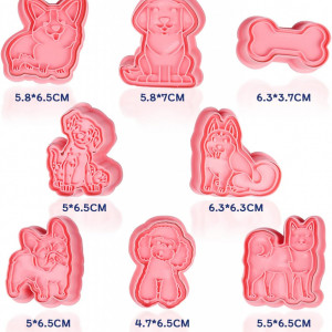 Set de 8 forme pentru biscuiti Yisscen, tematica animale, plastic, roz, 5-7 cm - Img 6