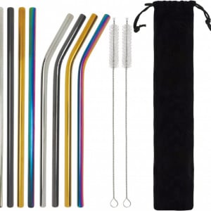 Set de 8 paie de baut si 2 perii de curatare Generico, otel inoxidabil/nailon, multicolor, 21,5 cm