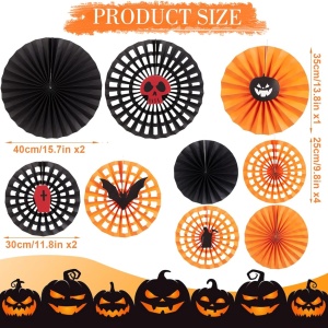 Set de 9 decoratiuni pentru Halloween Sunbeauty, hartie, portocaliu/negru/rosu