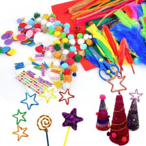 Set de artizanat pentru copii, hartie/textil/plastic, multicolor, 285 piese - Img 3