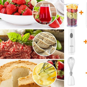 Set de blender 4 in 1 OLIYA, plastic/ABS/otel inoxidabil, alb/argintiu, 1500 W 