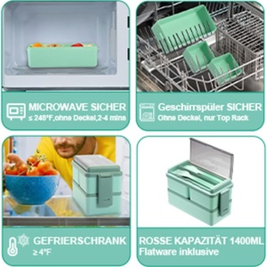 Cumpara Set de caserola si tacamuri pentru pranz KingCorey, polipropilena, verde, 1400 ml, 17,5 x 8,5 x 12 cm de la Chilipirul-zilei în rate, cu cardul sau plata la livrare!