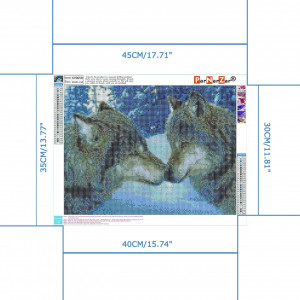 Set de creatie cu diamante ParNarZar, model lupi, gri/albastru, 35 x 45 cm