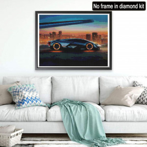 Set de creatie cu diamante Showker, model masina, multicolor, 30 x 40 cm - Img 3