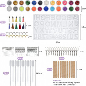 Set de creatie cu matrita pentru numere 24 culori paiete si accesorii pentru brelocuri/pandative Episkey, silicon/plastic/metal, multicolor - Img 7