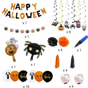 Set de decoratiuni pentru Halloween Housruse, latex/folie, multicolor, 38 piese