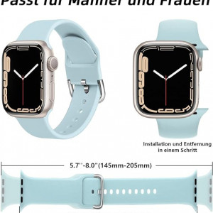 Set de doua bratari pentru Apple Watch Chinbersky, silicon, albastru/mov, 42/44/45 mm