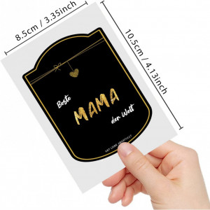 Set de eticheta autocolant si fundita pentru sticla cadou Rnairni, pentru mama, hartie/panglica, auriu/negru/alb, 8,5 x 11,5 cm - Img 6