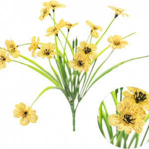 Set de flori artificiale Magriaid, 18 fire, matase/plastic, verde/galben, 23 x 32 cm - Img 2