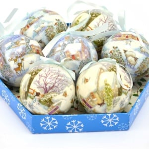 Set de globuri pentru Craciun Abxmas, 14 piese, plastic, multicolor, 7 cm